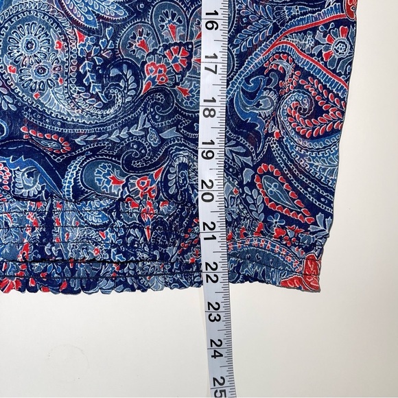 Lucky Brand Blue & Red Paisley Print Split Neck Semi-sheer Blouse Xsmall Women’s - Picture 7 of 9